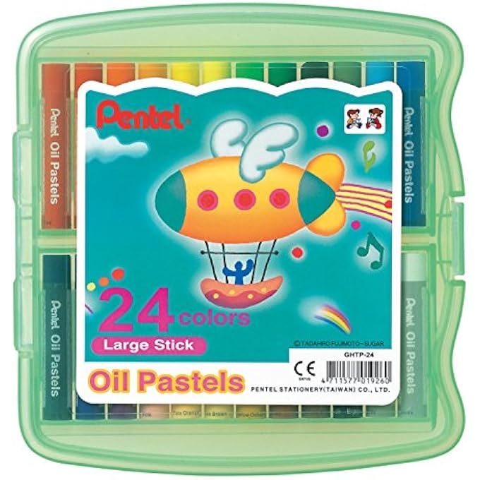 Pentel LARGE STICK OIL PASTELS 24-PIECES SET IN PP CASE, GREEN - Image 2