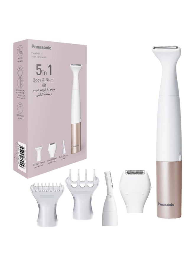 Panasonic Full-waterproof Ladies 5-in-1 Multi-groomer Kit for Body, and Bikini Area - Es-wm31-p262 White - Image 1