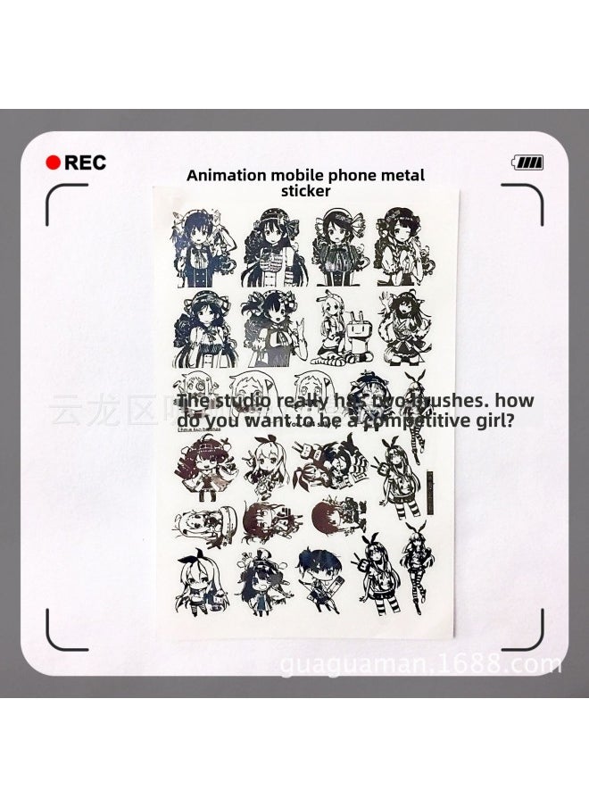 Generic Anime Mobile Phone Metal Stickers Pesticide Full-time Master North 24k Silver-plated Radiation-proof Mobile Phone Metal-Color:Ship Niang-JST001  - Image 1