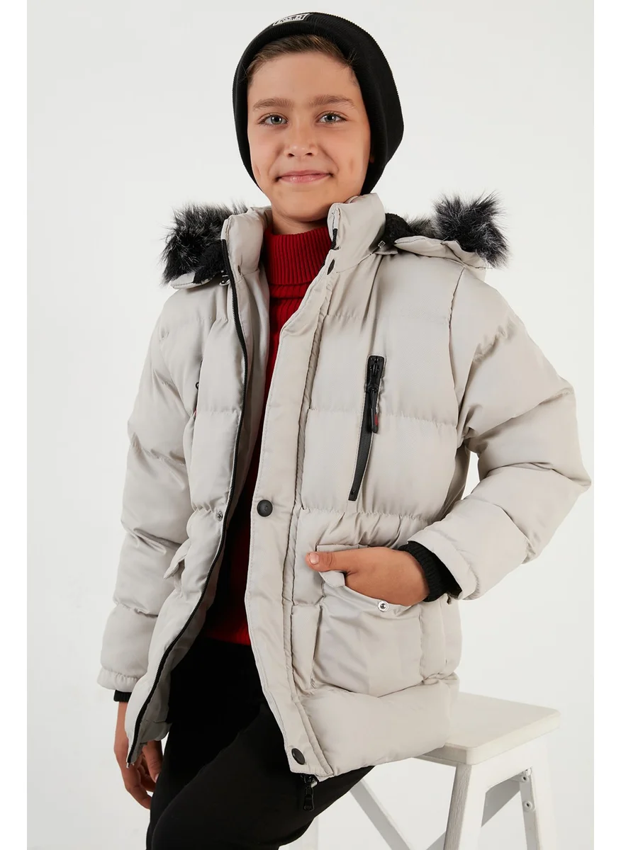 Lela Plush Lined Removable Hooded Winter Coat with Pockets Boys' Coat 5760022