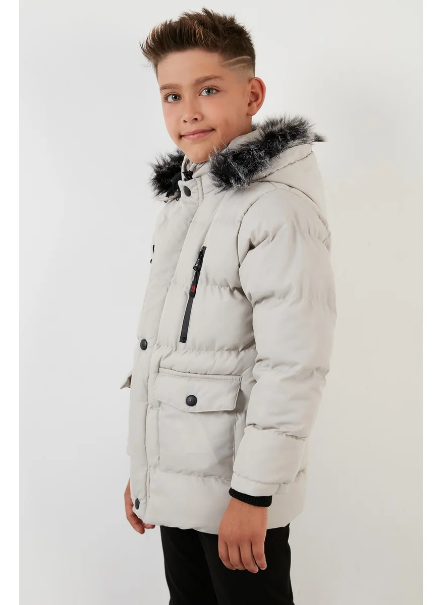 Lela Plush Lined Removable Hooded Winter Coat with Pockets Boys' Coat 5760022