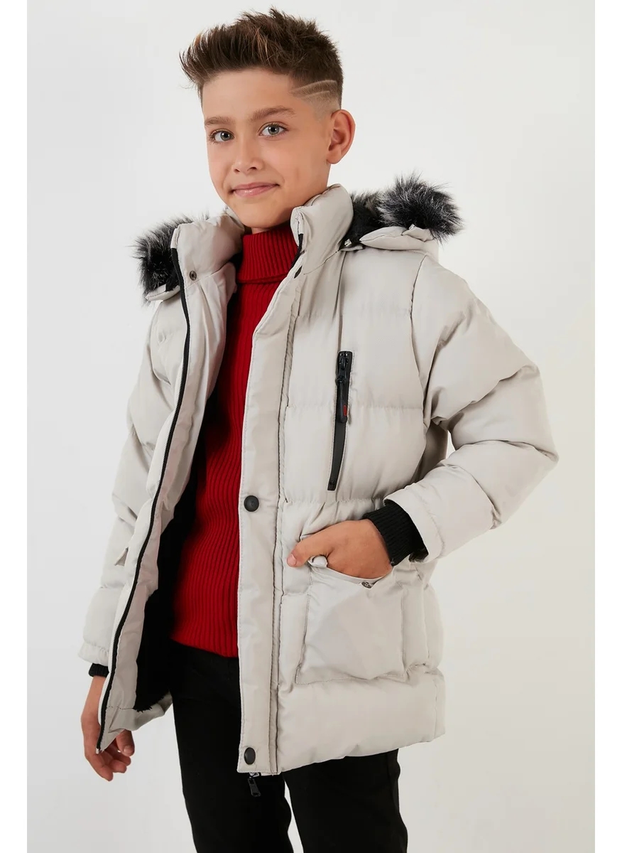 Lela Plush Lined Removable Hooded Winter Coat with Pockets Boys' Coat 5760022