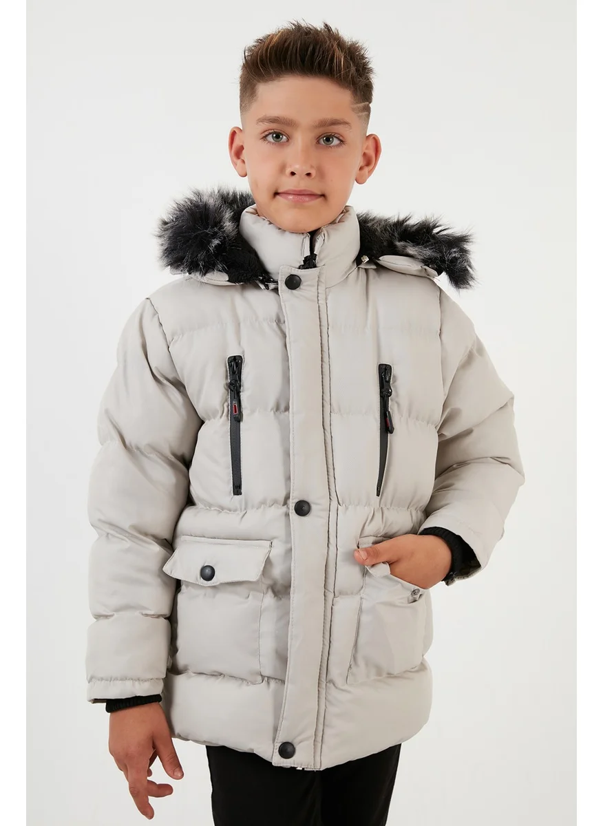 Lela Plush Lined Removable Hooded Winter Coat with Pockets Boys' Coat 5760022