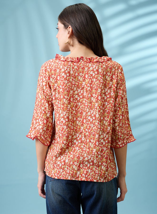 جلو باص بلوزة بتفاصيل ياقة بأربطة - Image 3