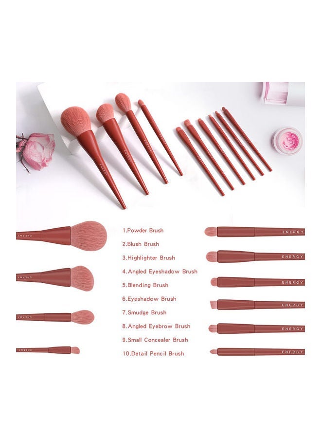 Captaintech 10 Pcs Professional Makeup Brushes Red - Image 3