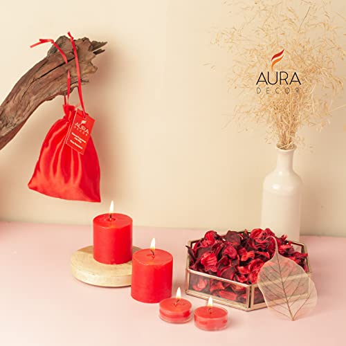 AURA DECOR AuraDecor Wax Candle Gift Set || Air Freshener || Pillar Candle || Potpourri || Acrylic Tealight Candles || Gift Set || Tealight Candles|| Aromatherapy || Aroma Set (Rose) - Image 4