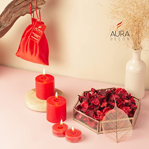 AURA DECOR AuraDecor Wax Candle Gift Set || Air Freshener || Pillar Candle || Potpourri || Acrylic Tealight Candles || Gift Set || Tealight Candles|| Aromatherapy || Aroma Set (Rose) - Image 5