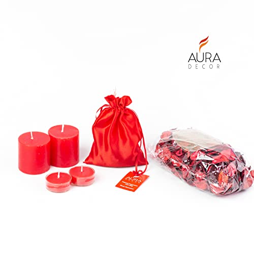 AURA DECOR AuraDecor Wax Candle Gift Set || Air Freshener || Pillar Candle || Potpourri || Acrylic Tealight Candles || Gift Set || Tealight Candles|| Aromatherapy || Aroma Set (Rose) - Image 3