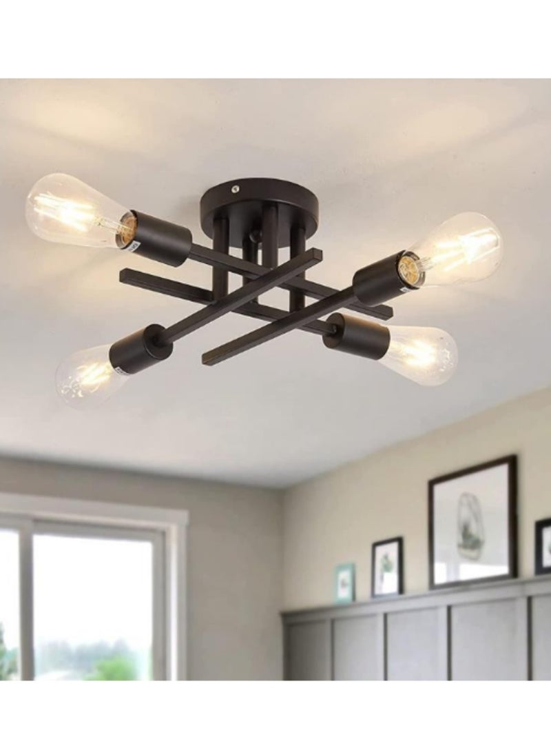 MIXDE 4-Light Modern Sputnik Chandelier Mid Century Ceiling Light Fixture Semi Flush Mount Ceiling Lights for Dining Room Bedroom Foyer Hallway Kitchen Office - Image 1