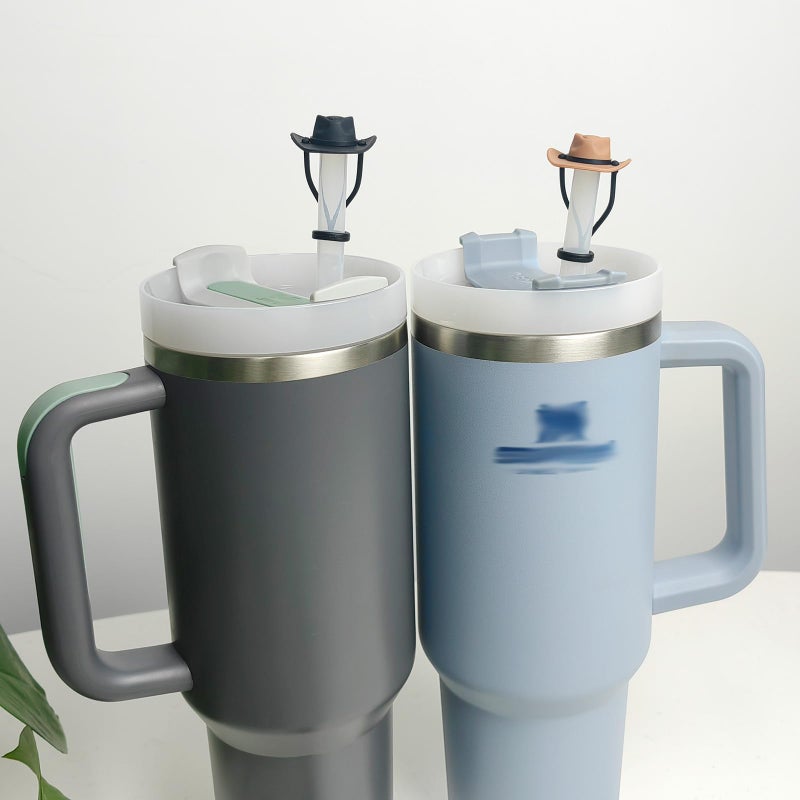 HOMDSG 4 Pack Silicone Cowboy Hat Straw Covers Cap Compatible with Stanley Cup 30 40 oz, Cute Funny Tumbler Straw Topper Accessories for Man & Woman Christmas Gift - Image 3