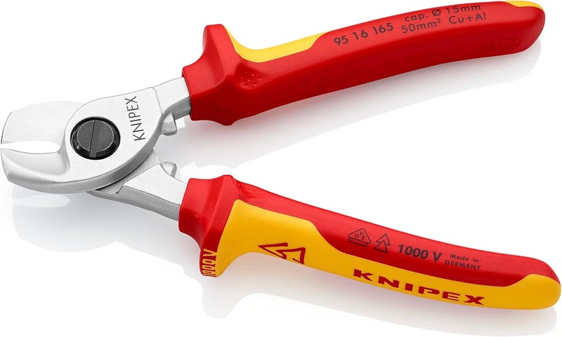 Knipex VDE Cable Shears, Chrome-Plated, Insulated, 165 mm - Image 2