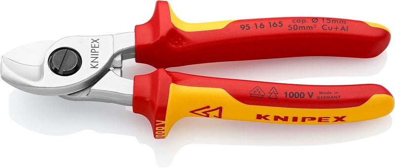 Knipex VDE Cable Shears, Chrome-Plated, Insulated, 165 mm - Image 1