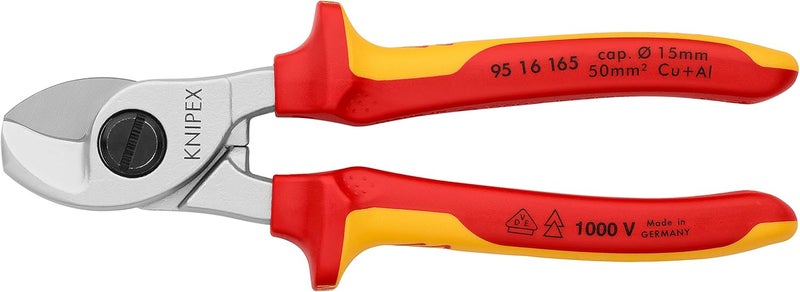Knipex VDE Cable Shears, Chrome-Plated, Insulated, 165 mm - Image 3