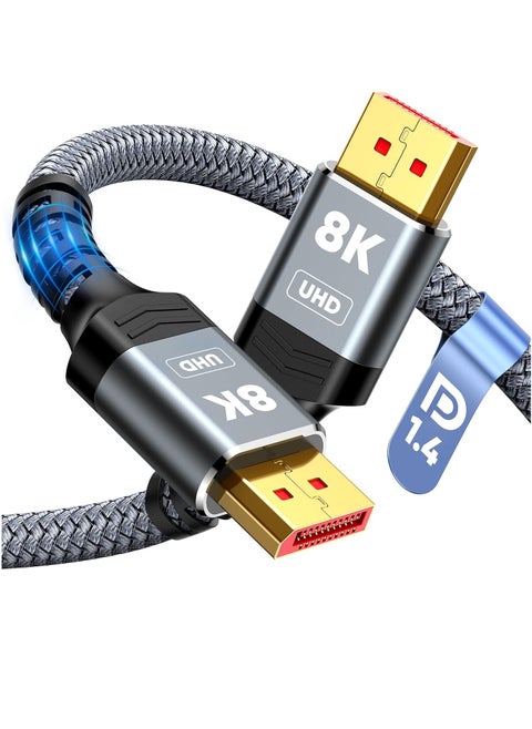 8K DisplayPort Cable 1.4, DP Cable 2M, 2 Pack,  (8K@60Hz, 2K@240Hz，4K@144Hz,32.4Gbps)，Display Port to Display Port Cable (DP to DP Cable) Compatible for Laptop PC TV Gaming Monitor