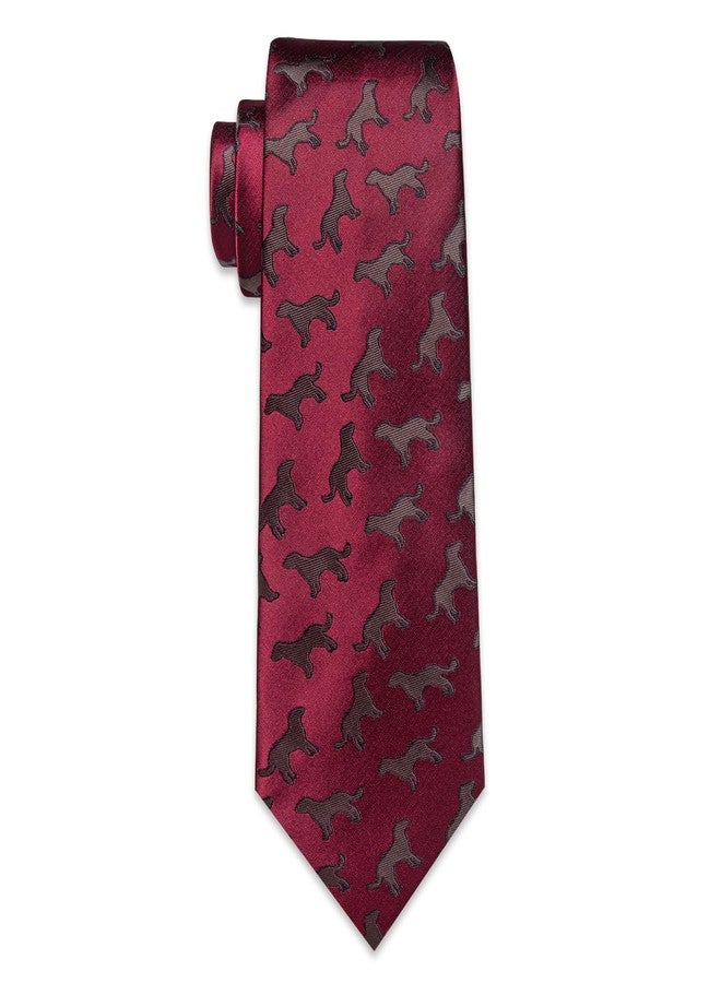 YourTies Mens Red Tie Silk Novelty Tie and Pocket Square Lapel Pin Set Animal Print Necktie for Prom Wedding Party - Image 5