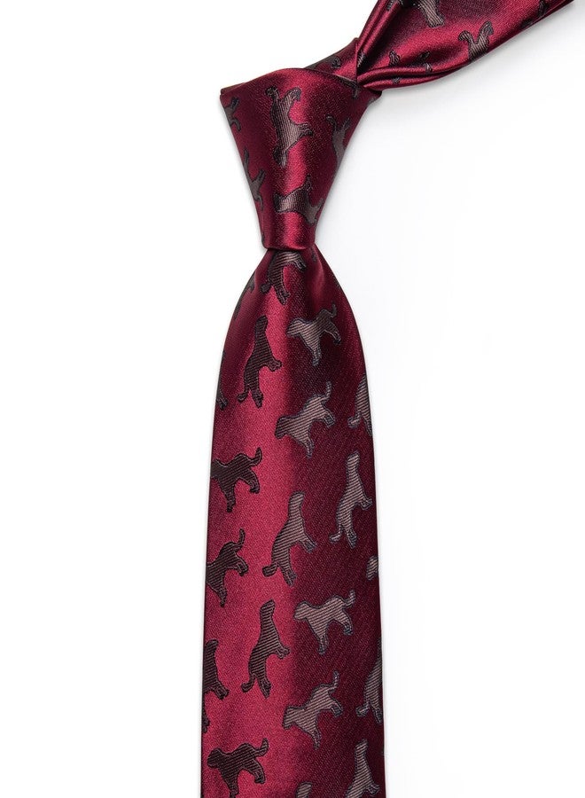 YourTies Mens Red Tie Silk Novelty Tie and Pocket Square Lapel Pin Set Animal Print Necktie for Prom Wedding Party - Image 4
