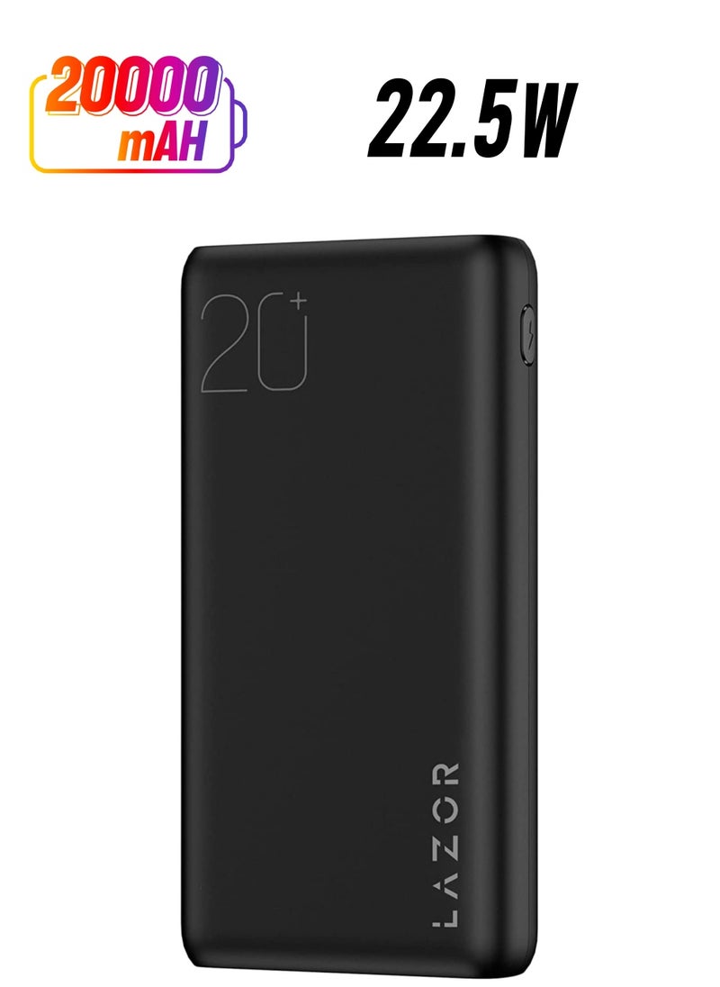 LAZOR - Lazor Speed Pro 20000mAh Power Bank PB76 Pro Ultra Slim Design with Multiple Protection Black - Image 1
