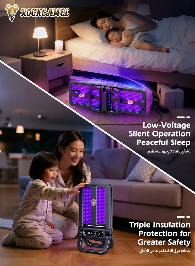 ROCKCAMEL UV Insect Trap Lamp, Electric Mosquito Zapper with Digital Display and Large Surface Panel, Foldable Wall Mounted Light, Quiet Operation Long Endurance, Suitable for Stores, Farms, Homes and Outdoor Areas - Image 3