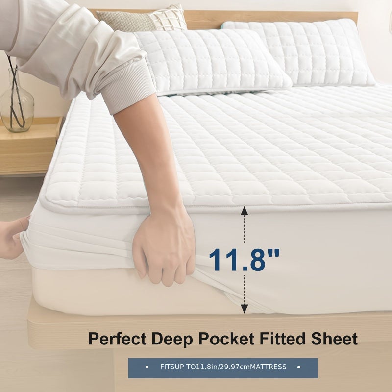Pink Fitted Mattress Protector Sheet 62.99 by 78.74 Inch Full Coverage Bedding Cover Secure Fit Machine Washable For Twin Bed Home Use - Image 4