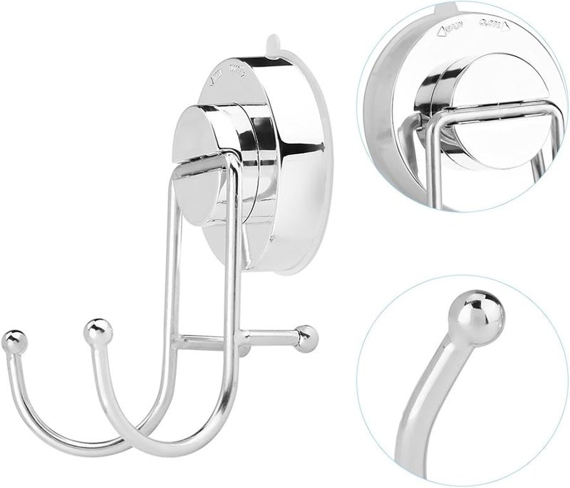 Stainless Steel Double Hanger Wall Hook With Heavy Duty Suction Cup For Bathroom Kitchen - Image 5
