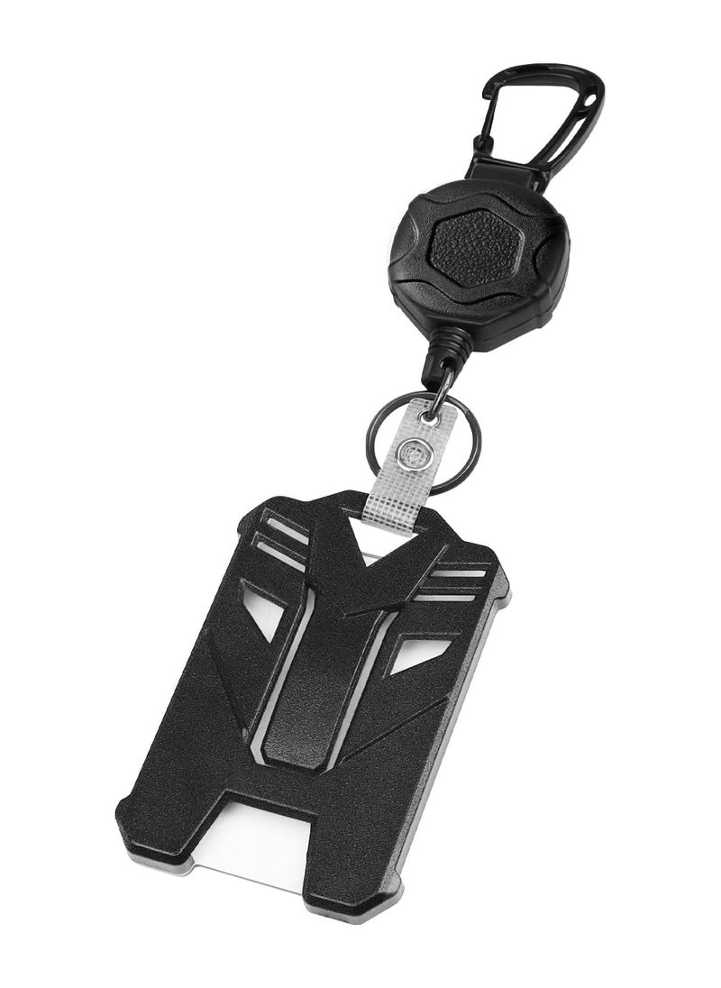 Oasisgalore Heavy Duty Retractable Badge Holder - 31.5 Inch Lanyard for ID Cards (Black)  - Image 1
