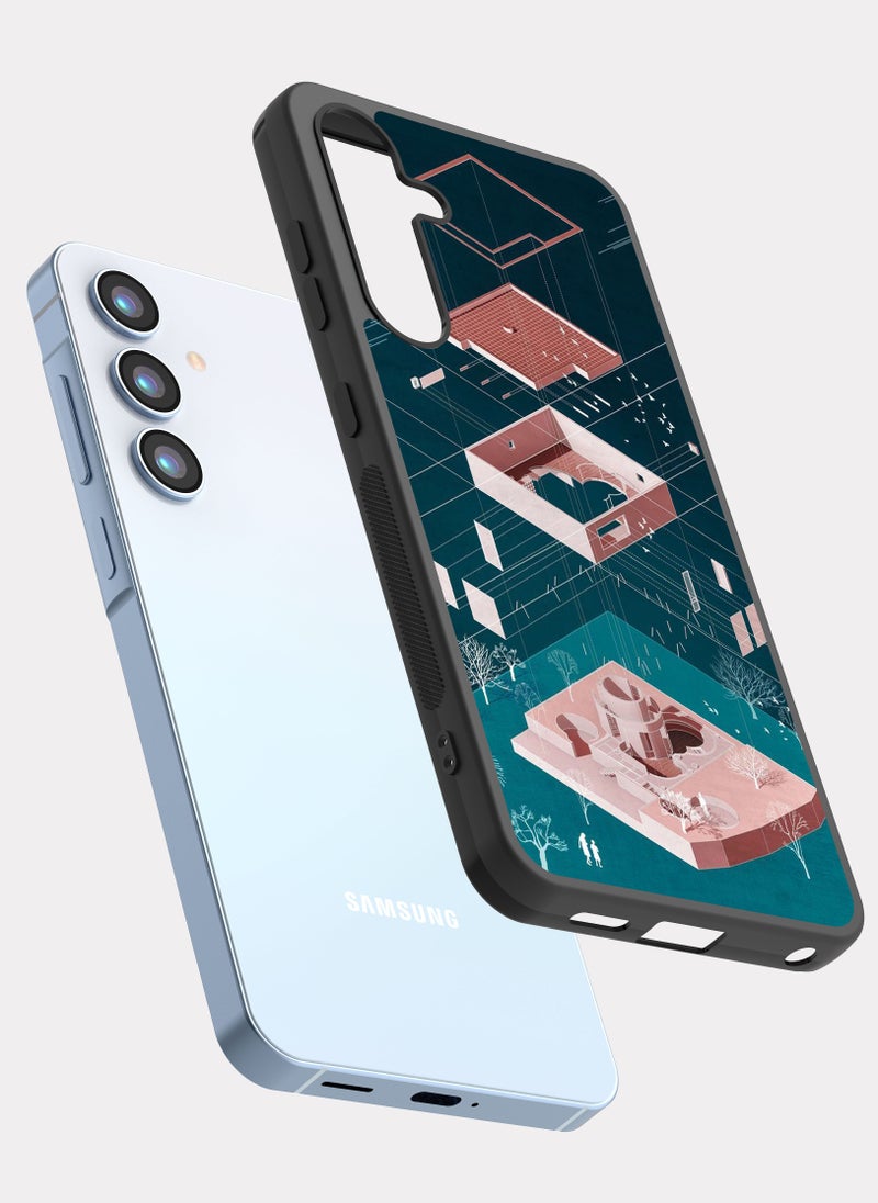 بكسلات كفر سامسونج جالكسي ايه 55 تصميم معماري ازرق - Image 2