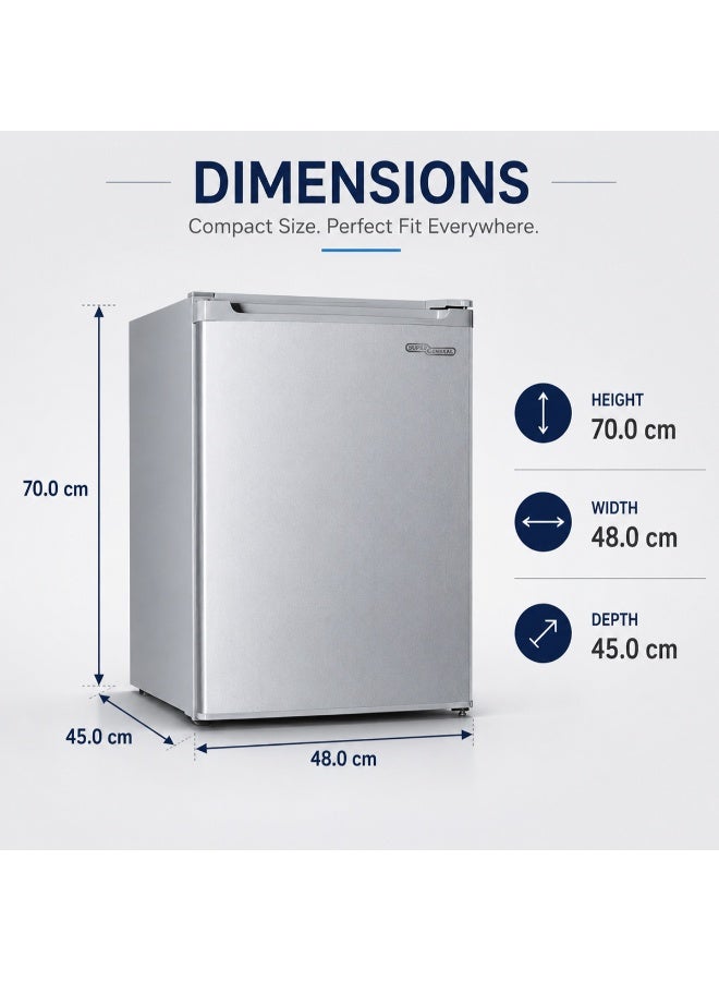 SUPER GENERAL 90 Liters Gross, 76 Liters Net Single Door Defrost Refrigerator, Silver - SGR045HSE SGR045HSE Silver - Image 5