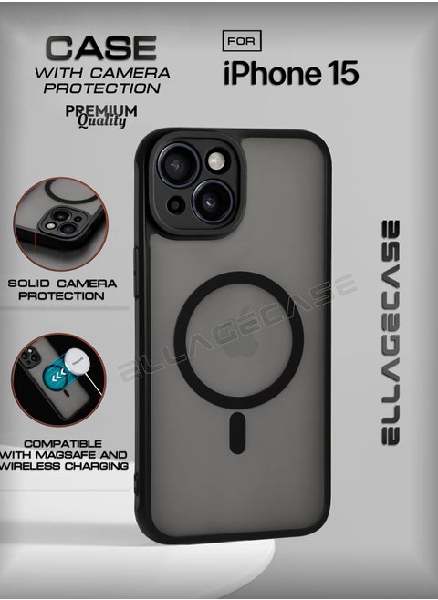 Case for iPhone 15, Ultra Thin Frameless Case With MagSafe Wireless Charging, Solid Camera Protection, Shockproof Magnetic Black Cover