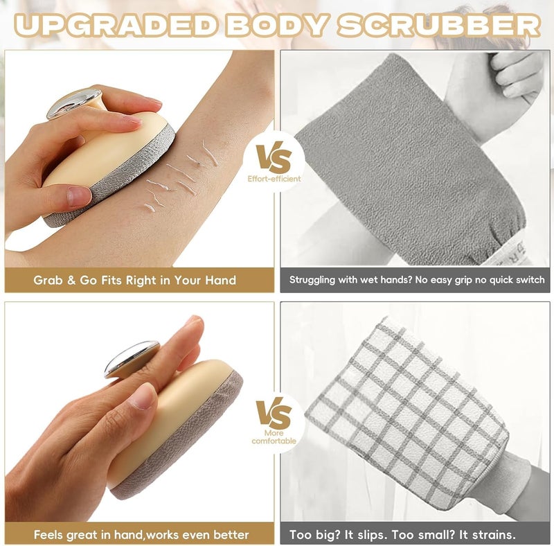 KASTWAVE Deep Exfoliating Body Scrubber with Soft Bristles, Upgraded Natural Fiber Body Brush and Glove Set for Men & Women, Gentle Dead Skin Removal, Smooth Skin Exfoliator for Shower, Bath & Spa Use - Image 3