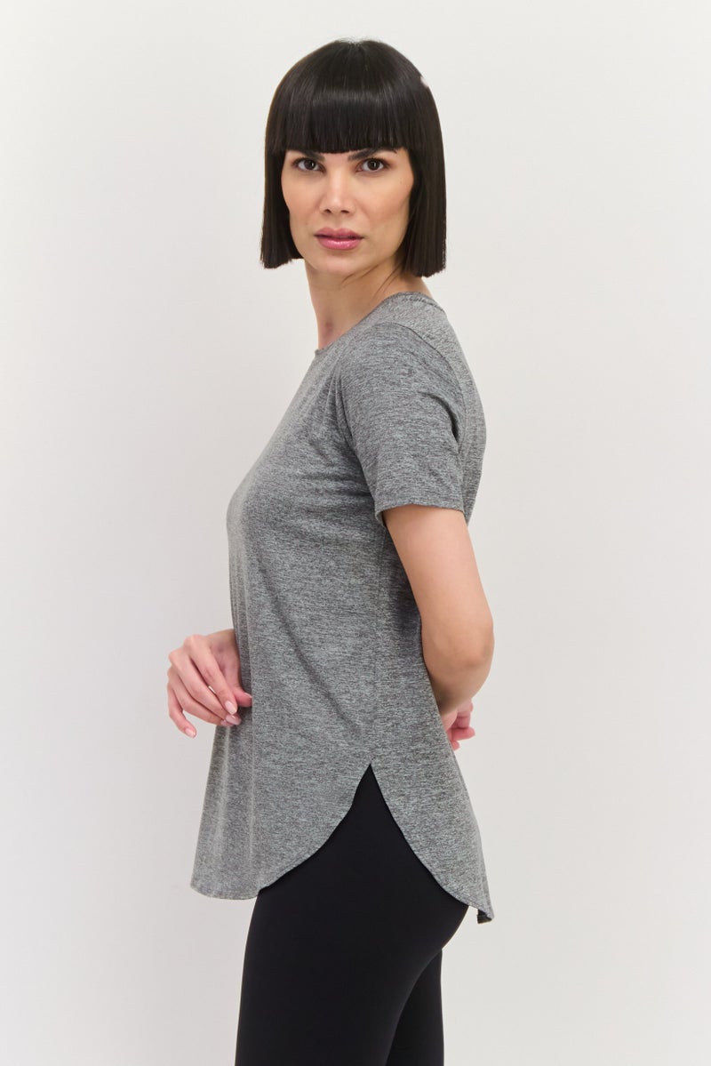 SKECHERS Women Sportswear Fit Short Sleeve Training T-Shirts, Heather Grey - Image 3