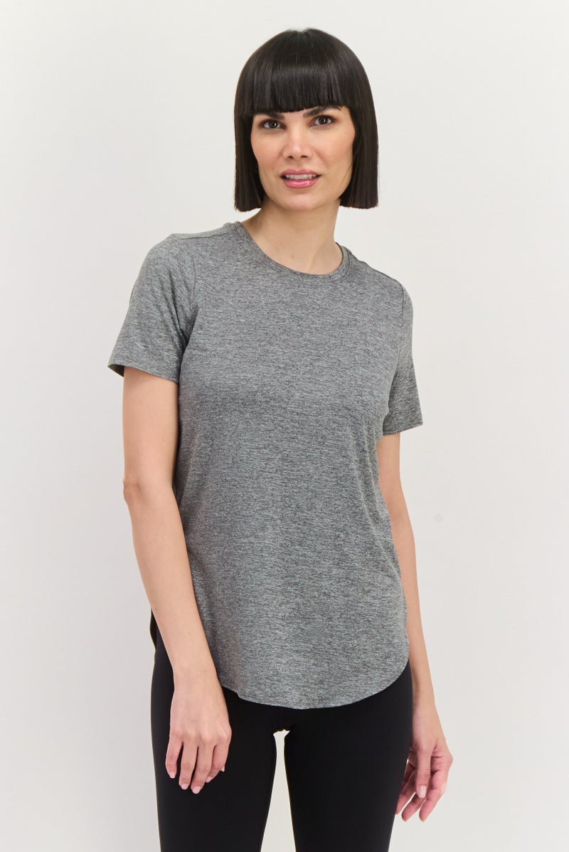 SKECHERS Women Sportswear Fit Short Sleeve Training T-Shirts, Heather Grey - Image 1