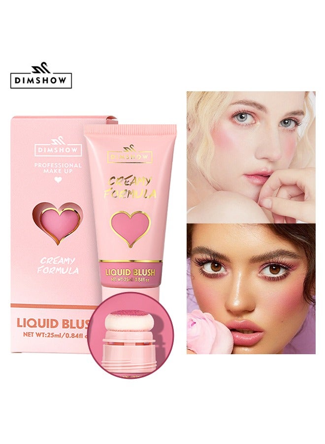DIMSHOW Liquid Blush-Creamy Formula,Big Head Sponge Head, Velvet Skin Feeling, Lips & Cheeks Dual Use, Moisturizing , Easy To Color #01 - Image 1