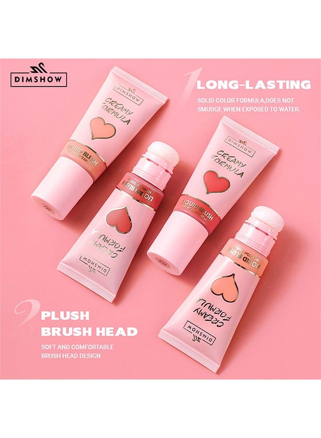 DIMSHOW Liquid Blush-Creamy Formula,Big Head Sponge Head, Velvet Skin Feeling, Lips & Cheeks Dual Use, Moisturizing , Easy To Color #01 - Image 4