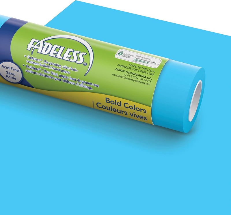 Fadeless (PAC0057218) Bulletin Board Art Paper, 48" x 12', Lite Blue - Image 1