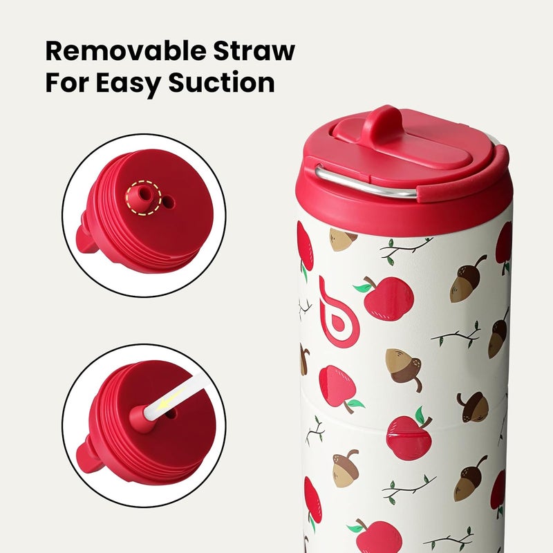 bottle bottle Insulated Water Bottle 24oz with Straw Lid and Handle for Sports Travel Gym Stainless Steel Water Bottles Double-Wall Vacuum Metal Leak Proof BPA-Free (Berry) - Image 4