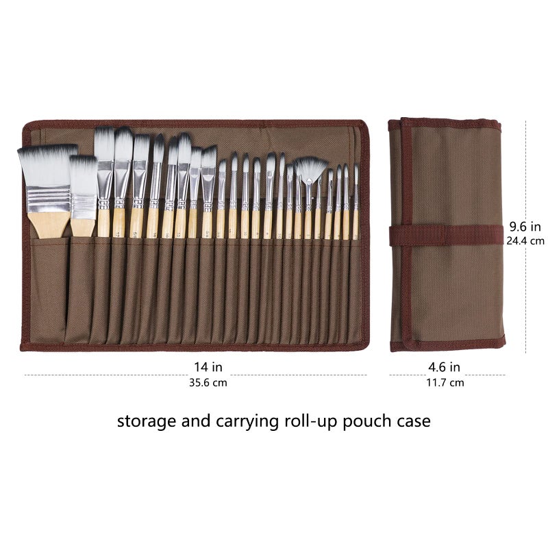 Artecho 24 PCS Paint Brushes for Acrylic Painting, Acrylic Paint Brushes for Oil, Watercolor, Acrylic, Gouache and Canvas Painting - Image 2