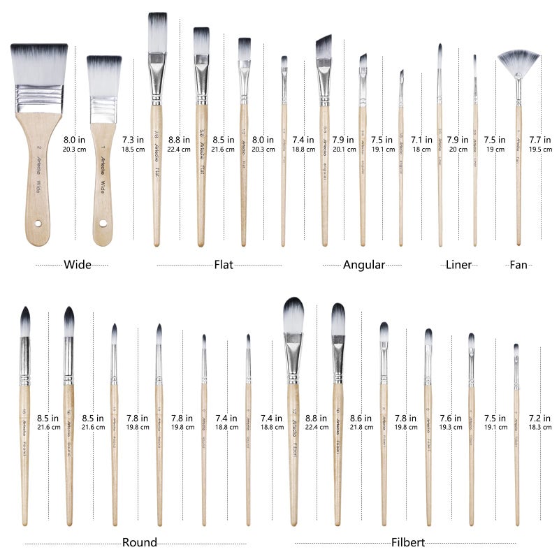 Artecho 24 PCS Paint Brushes for Acrylic Painting, Acrylic Paint Brushes for Oil, Watercolor, Acrylic, Gouache and Canvas Painting - Image 4