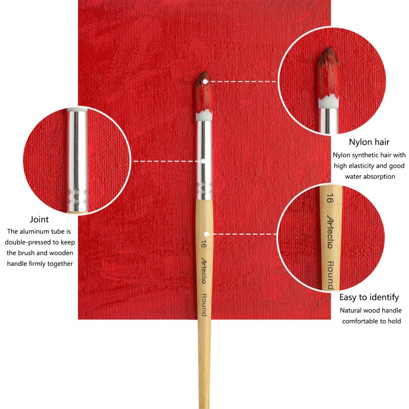 Artecho 24 PCS Paint Brushes for Acrylic Painting, Acrylic Paint Brushes for Oil, Watercolor, Acrylic, Gouache and Canvas Painting - Image 3
