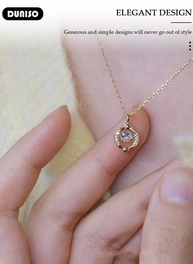 DUNISO Pendant Necklace For Women and Girls,925 Sterling Silver Electroplating 14K Hollow Out Gold Necklace,Trendy Fashion Accessories with a Unique Minimalist Vibe Fashion Jewelry Dress Accessories, for Women Girls Birthday Anniversary Jewelry Gift - Image 2