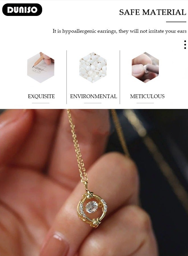 DUNISO Pendant Necklace For Women and Girls,925 Sterling Silver Electroplating 14K Hollow Out Gold Necklace,Trendy Fashion Accessories with a Unique Minimalist Vibe Fashion Jewelry Dress Accessories, for Women Girls Birthday Anniversary Jewelry Gift - Image 4