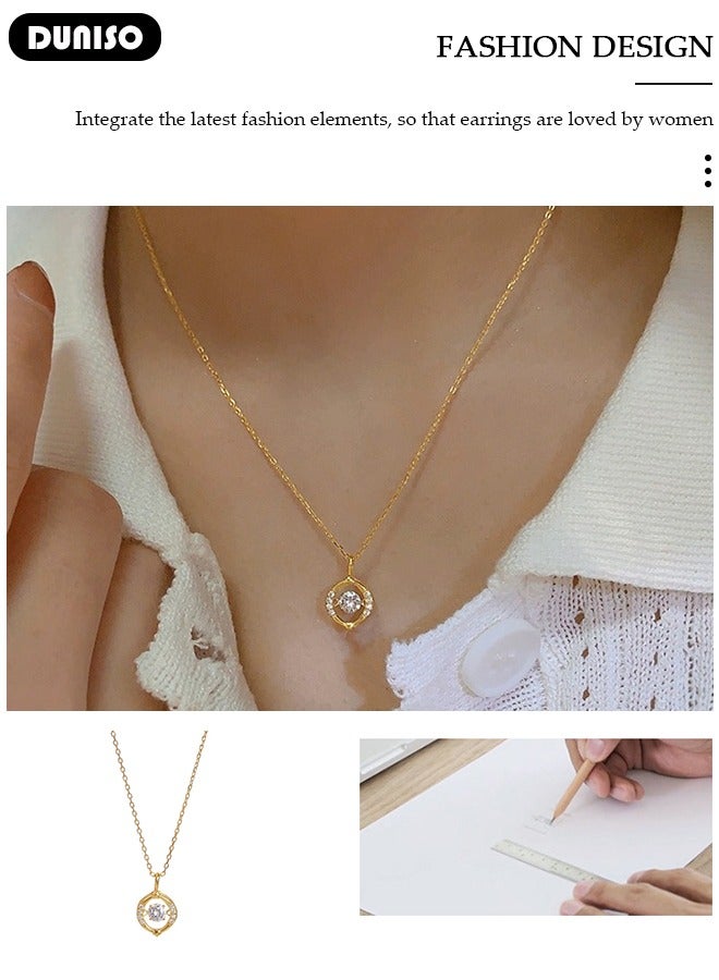 DUNISO Pendant Necklace For Women and Girls,925 Sterling Silver Electroplating 14K Hollow Out Gold Necklace,Trendy Fashion Accessories with a Unique Minimalist Vibe Fashion Jewelry Dress Accessories, for Women Girls Birthday Anniversary Jewelry Gift - Image 5