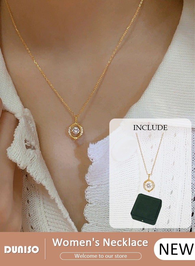 DUNISO Pendant Necklace For Women and Girls,925 Sterling Silver Electroplating 14K Hollow Out Gold Necklace,Trendy Fashion Accessories with a Unique Minimalist Vibe Fashion Jewelry Dress Accessories, for Women Girls Birthday Anniversary Jewelry Gift - Image 1