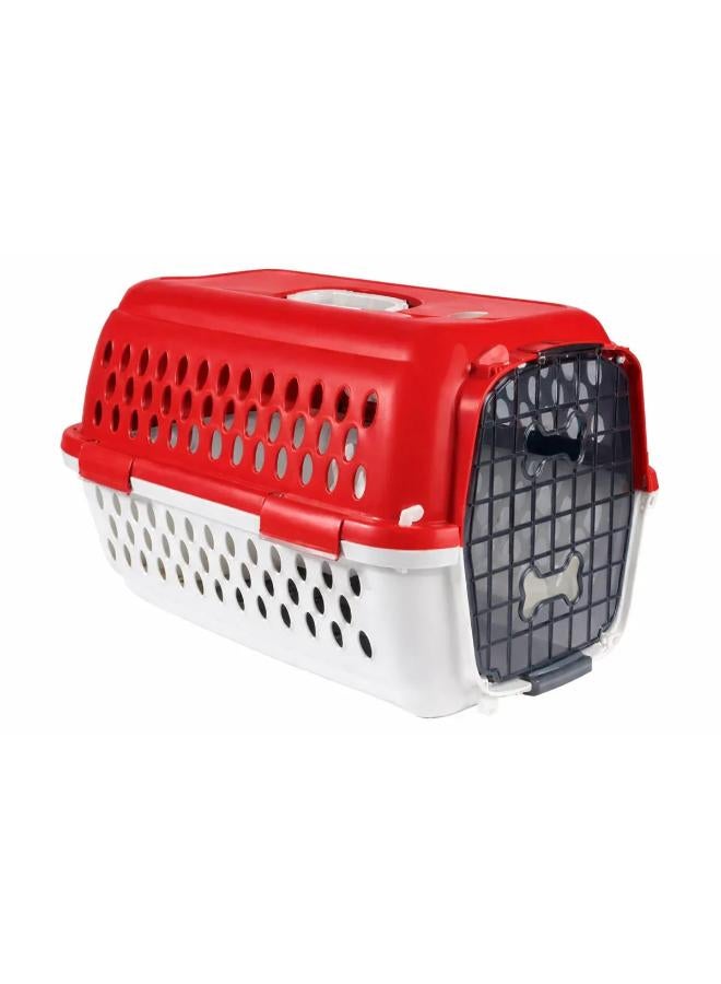 Orientpet Red & off white Pet Carrier Crate (52x34x35cm)