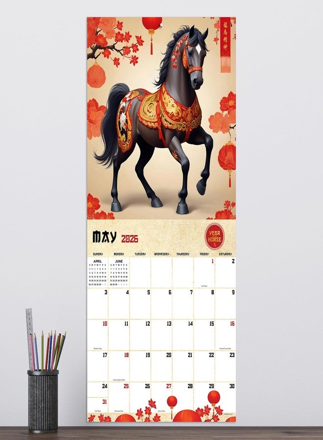TF Publishing 2026 Year of the Horse Wall Calendar - Large Grids for Appointments and Scheduling - Vertical Monthly Wall Calendar 2026 w/Premium Matte Paper for Home and Office Organization - 12x12in - Image 4