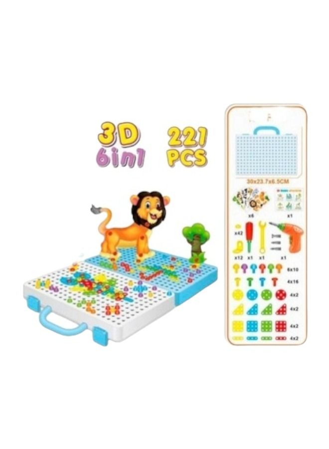 مجموعة ألعاب تجميع مكعبات البناء من الفسيفساء الجذعية 6 في 1 ثلاثية الأبعاد من 221 قطعة - Image 2