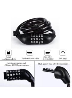 Password lock fBike Lock，1.2m/4 Feet Coiling Bike Lock Cable，High Security 5 Digit Resettable Combination Core，Bicycle Locks Heavy Duty Anti Theftor the bike - pzsku/Z310627FD682AF669396CZ/45/_/1733685455/e1e0649a-164a-4205-8ecb-6a6cd7f9681d