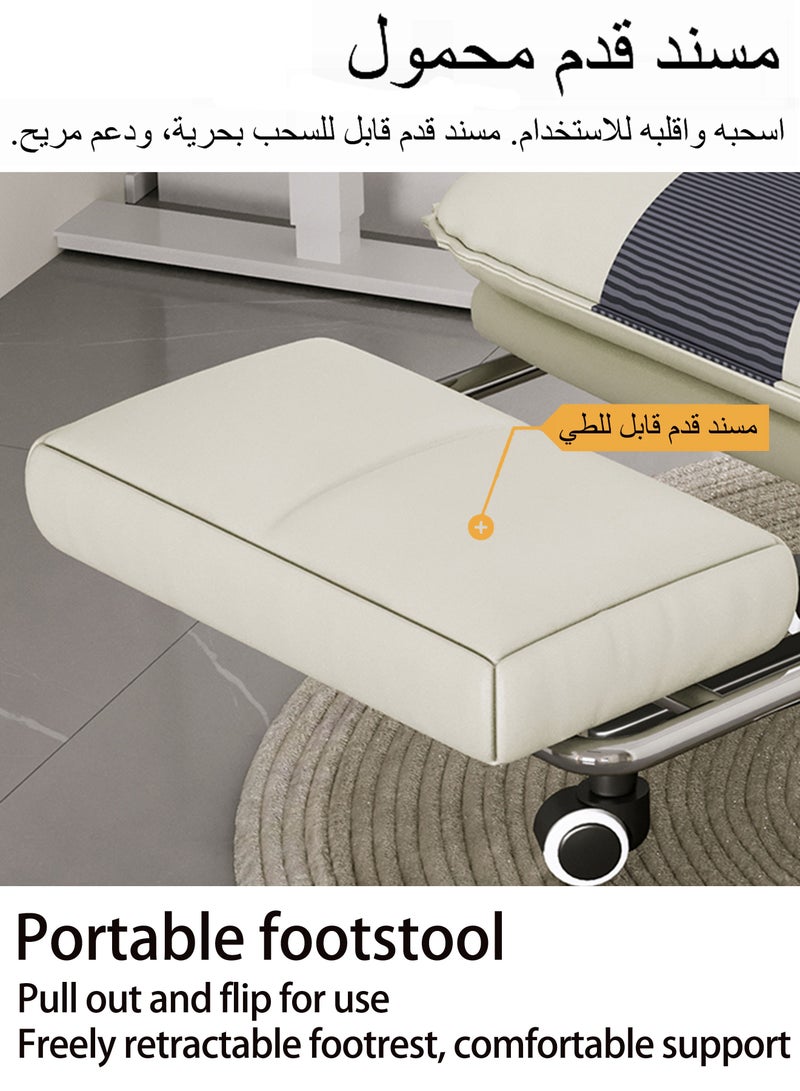 ويمارت كرسي مكتب كرسيكرسي،مكاتب وكراسي تنفيذية،مكتب وكرسي كمبيوتر مريحان،كرسي جلدي قابل للتنفس،كرسي كمبيوتر دوار مع مسند للساقين للمنزل والمكتب،أبيض - Image 4