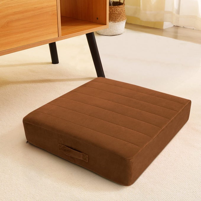 SQUARE FLOOR PILLOW SEATING FOR ADULTS KIDS LARGE MEDITATION CUSHION FLOOR PILLOW WITH THICK FOAM SOFT TUFTED COVER WASHABLE BIG PILLOW SEAT FLOOR CUSHION FOR SITTING YOGA 24 COFFEE