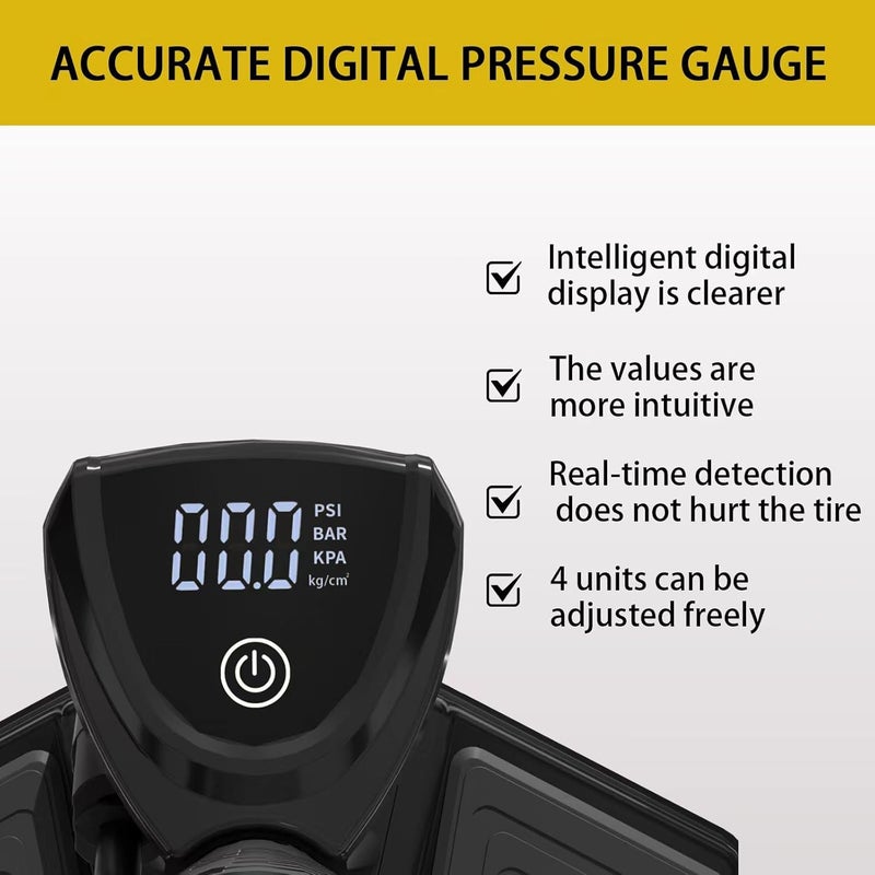 TOOLITIN Floor Bike Pump with Gauge,160 PSI High Pressure,Bicycle Pump Compatible with Presta and Schrader Valve - Image 3