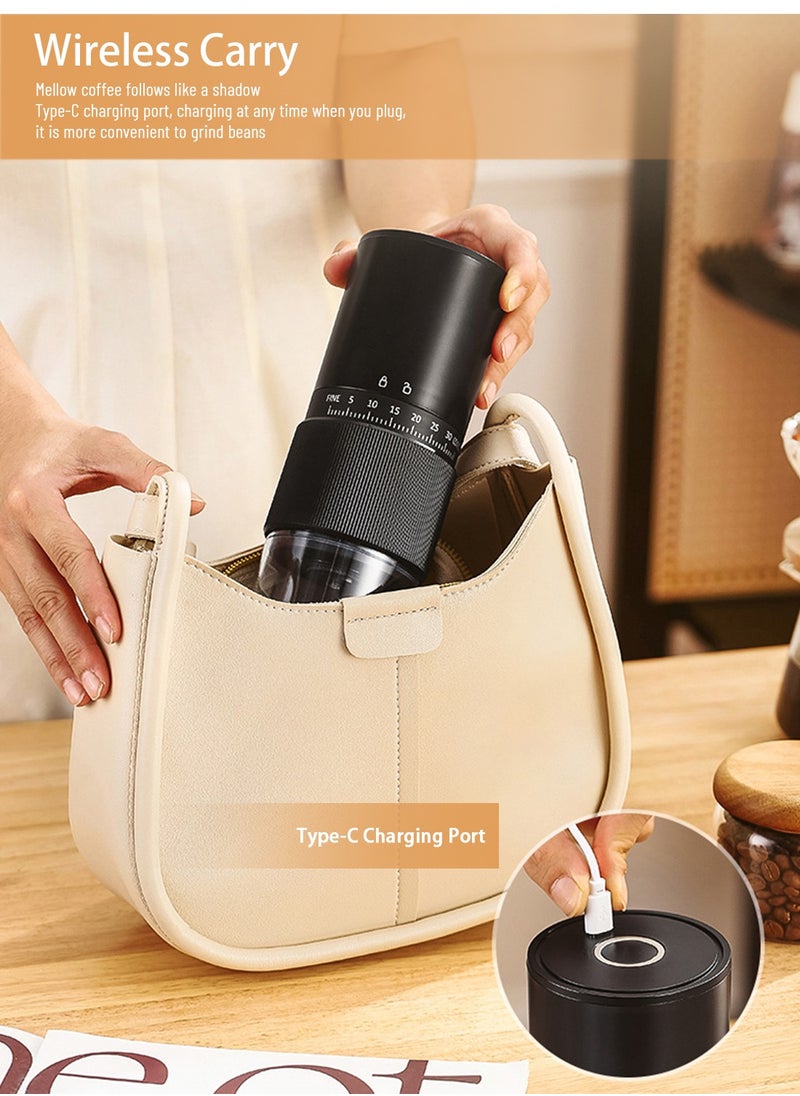EqiEch Electric Coffee Grinder with 30 External Adjustable Settings, Rechargeable Automatic Coffee grinder with 25g Capacity,Conical Burr Coffee Grinder with Crank for Travel, Camping, Office, Espresso, Pour Over, etc  - Image 5